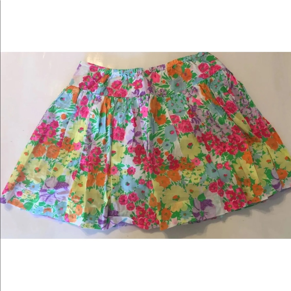 2/$20 Justice Floral Girl Full pleated Floral Skirt Cotton Sz 10 Sequins